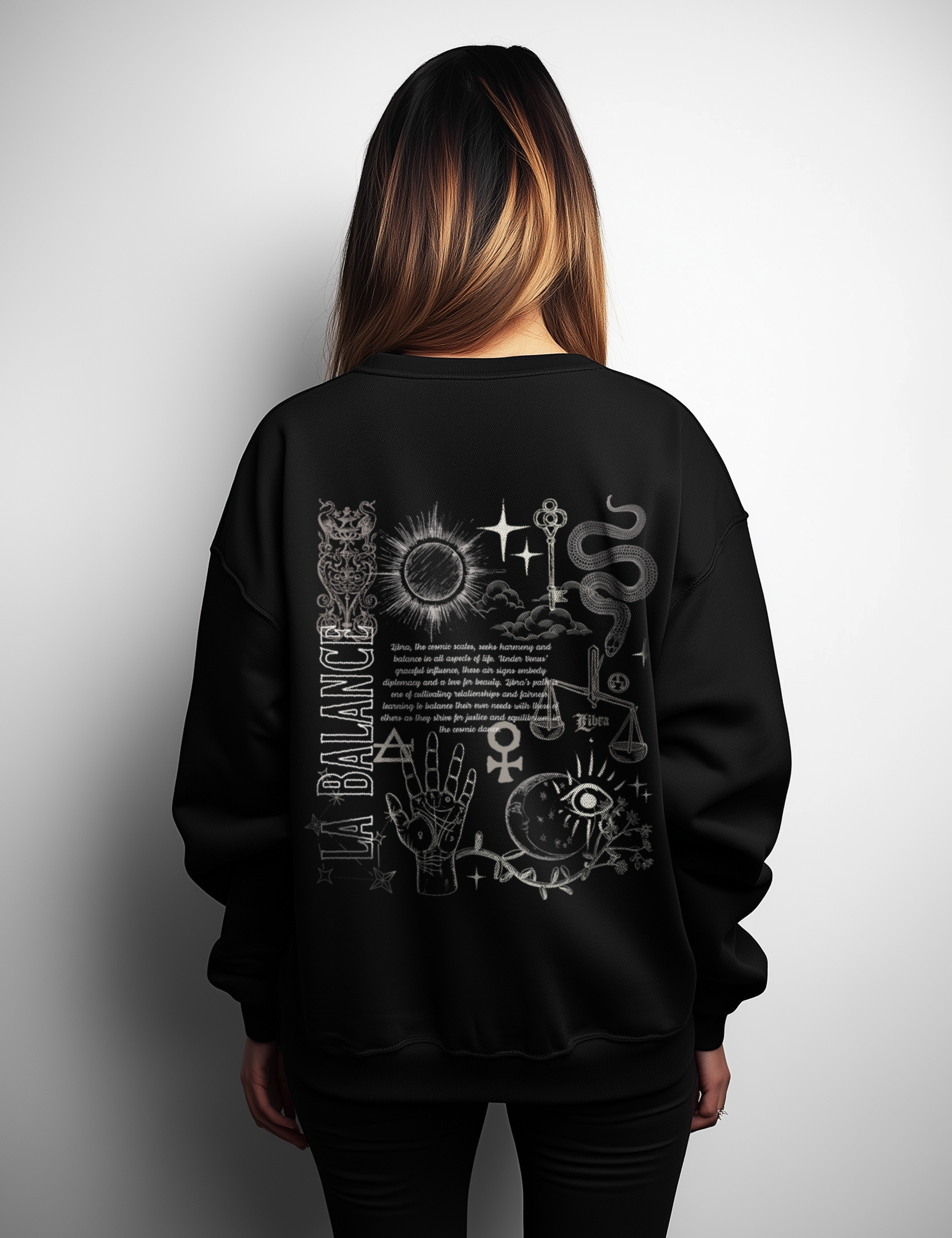 Libra Zodiac Sign Esoteric Astrology Occult Plus Size Goth Mystical Sweatshirt