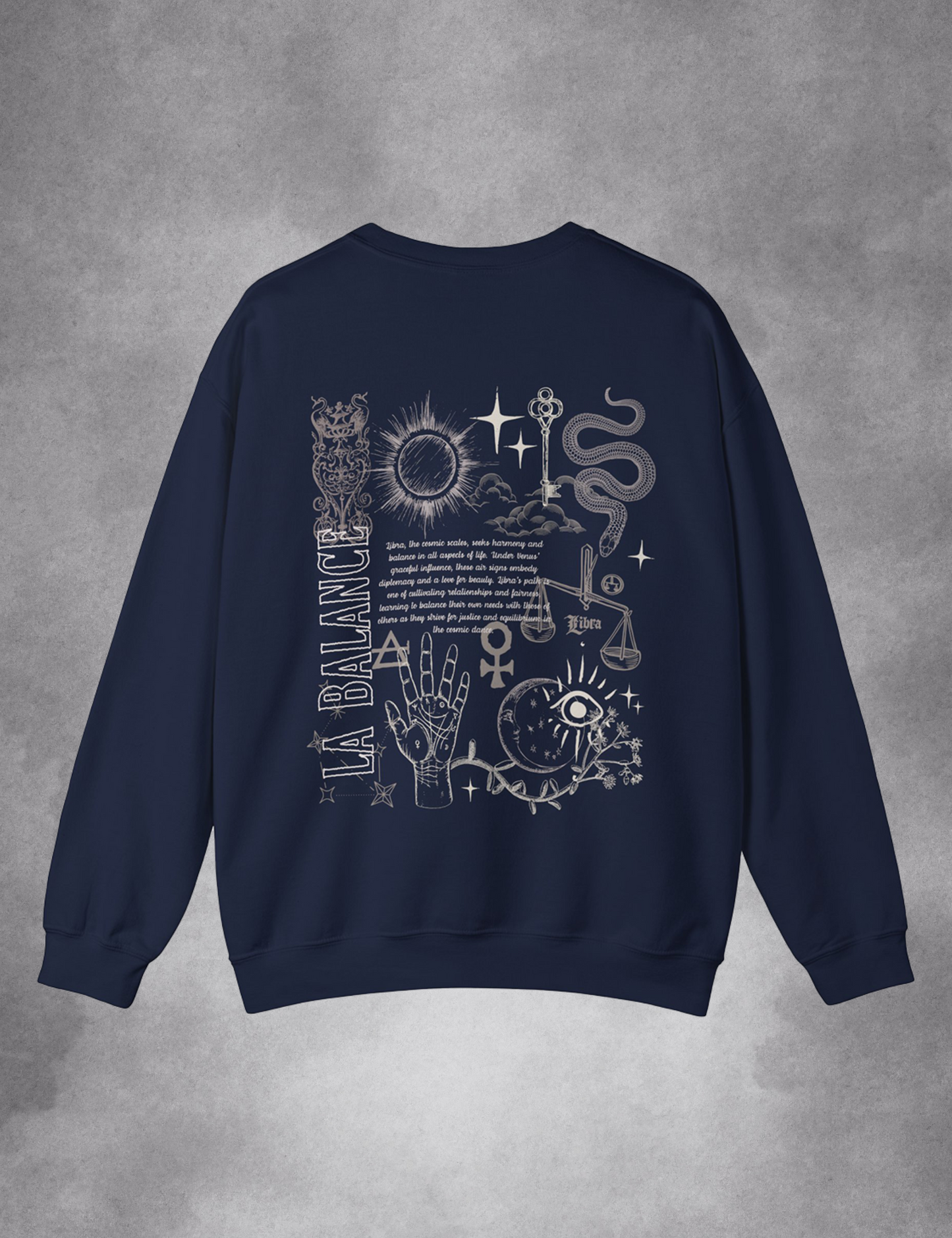 Libra Zodiac Sign Esoteric Astrology Occult Plus Size Goth Mystical Navy Blue Sweatshirt