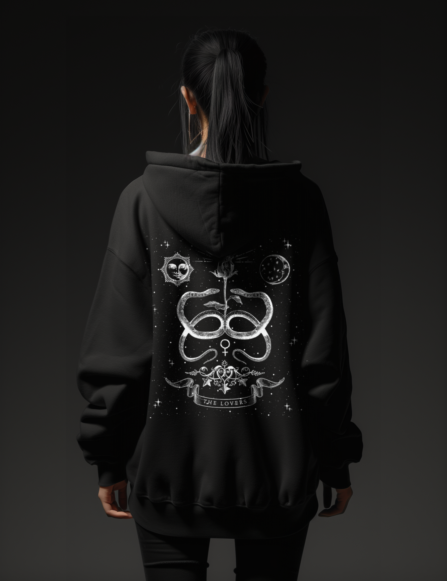 The Lovers Tarot Card Whimsigoth Snake Witchy Plus Size Mystical Hoodie
