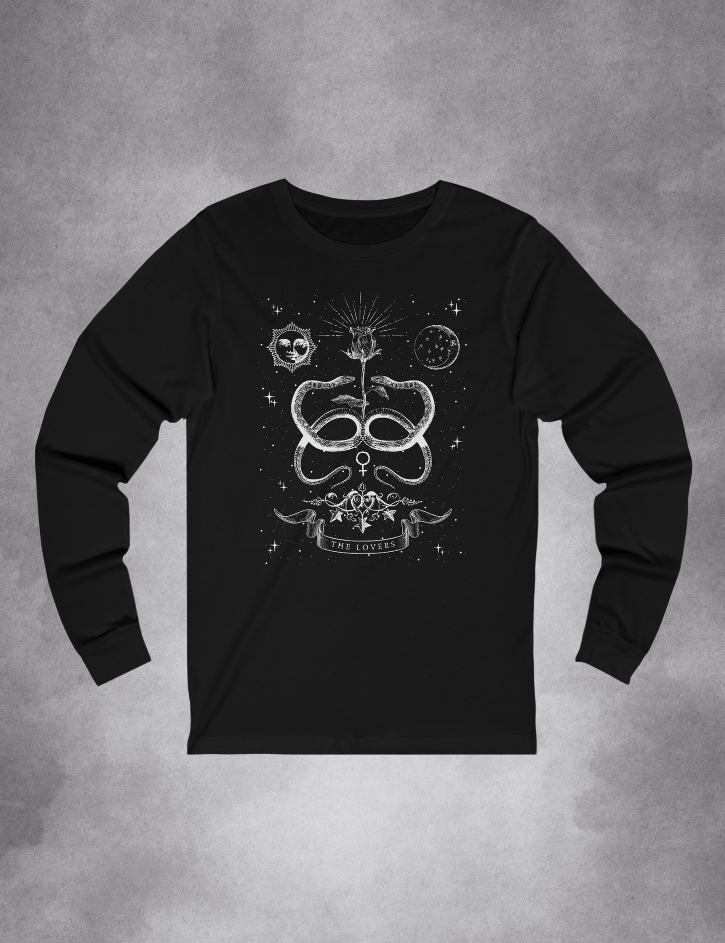 The Lovers Tarot Card Whimsigoth Mystical Snake Occult Plus Size Goth Clothing Long Sleeve Shirt