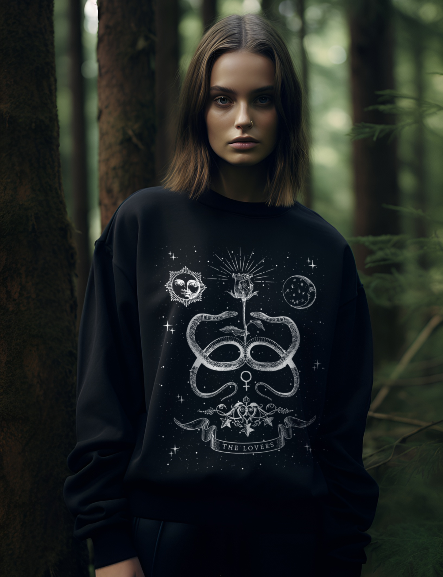 The Lovers Tarot Card Plus Size Goth Witchy Snake Sweatshirt