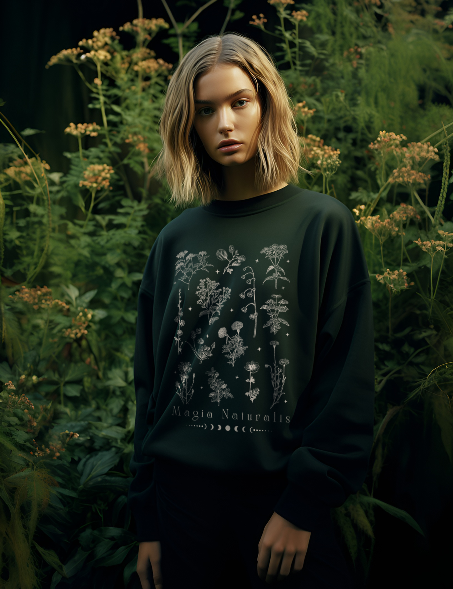 Green Witch Natural Magic Herbology Botanical Plus Size Witchy Sweatshirt