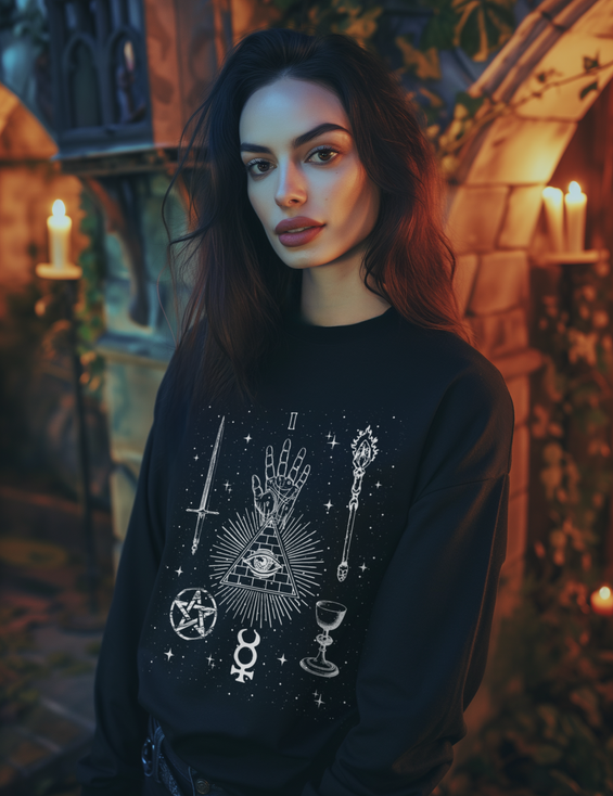 The Magician Tarot Card Occult Plus Size Witchy Clothing Long Sleeve Shirt