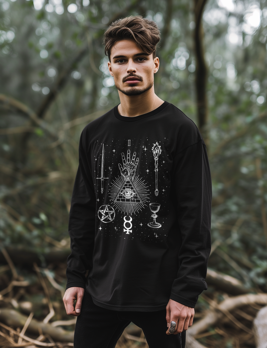The Magician Tarot Card Occult Plus Size Witchy Clothing Long Sleeve Shirt