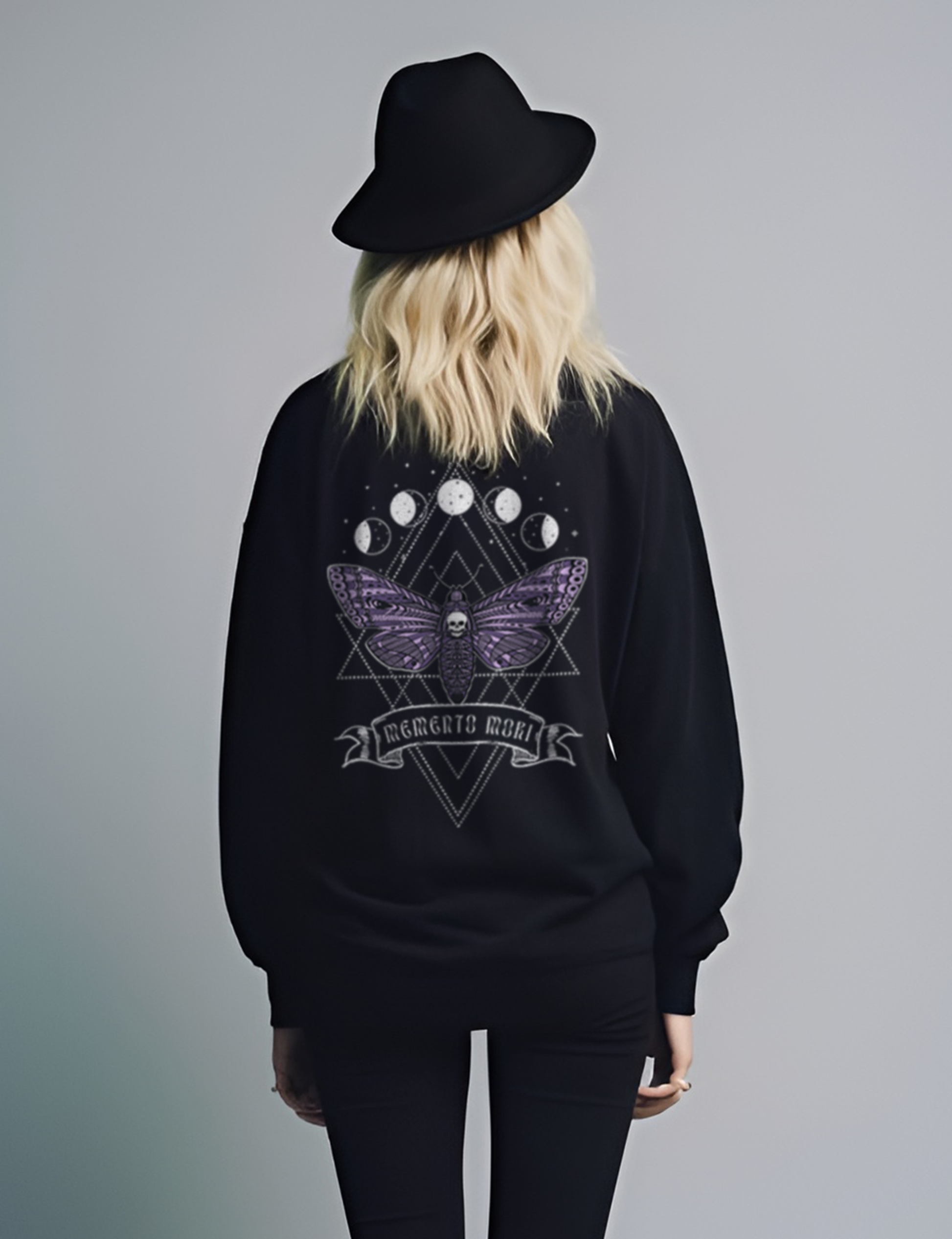 Witchy Plus Size Goth Clothing Memento Mori Moth Sweatshirt