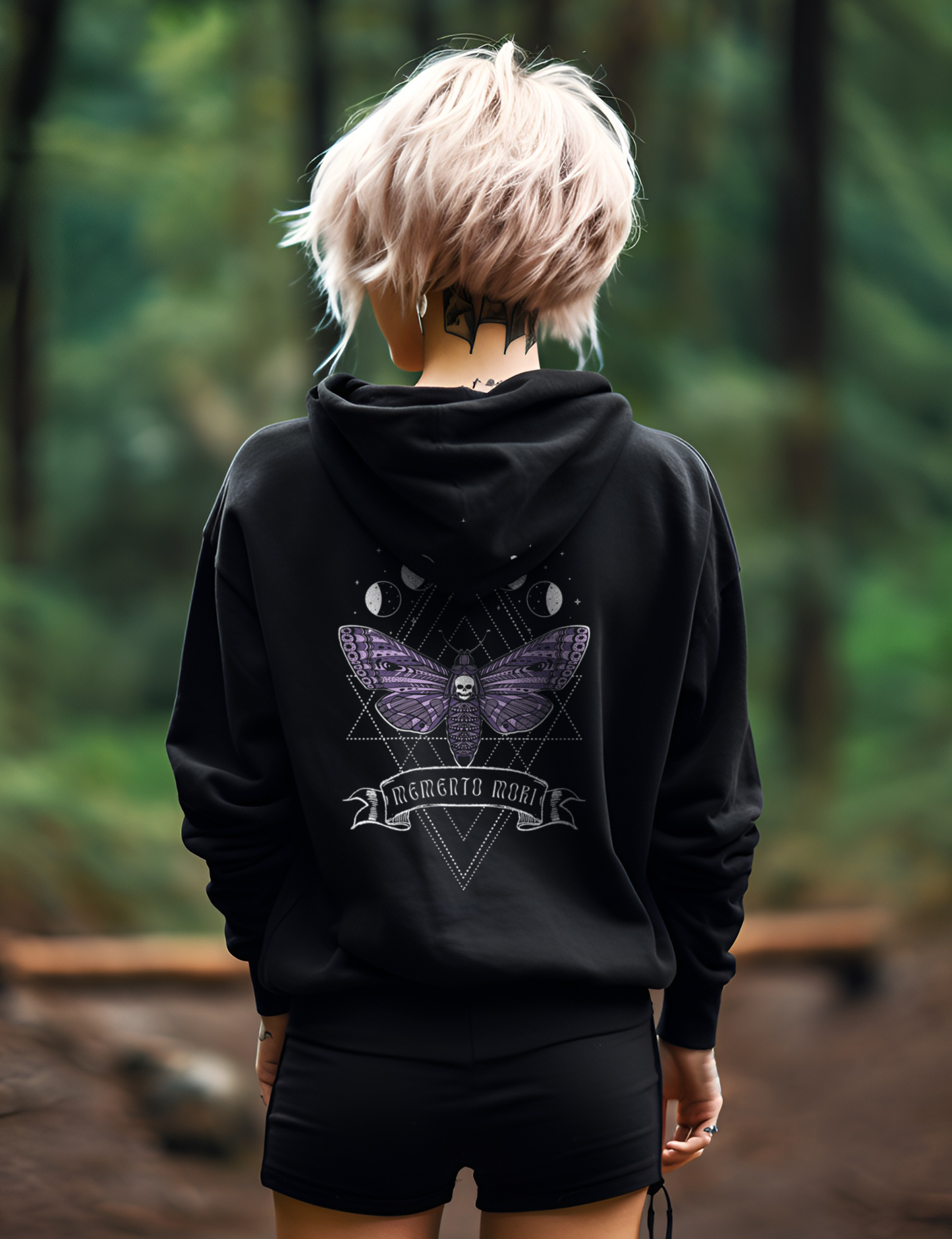 Witchy Aesthetic Clothing Memento Mori Moth Zip Up Hoodie