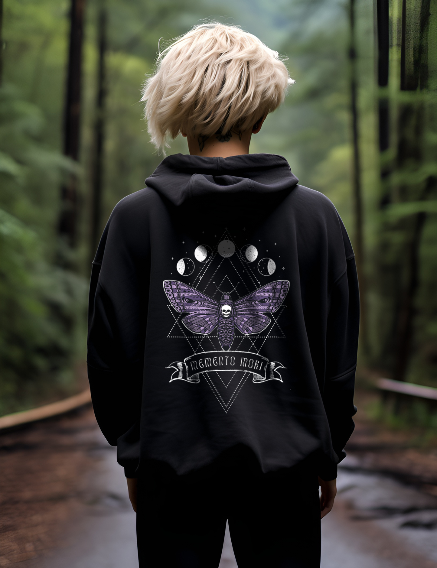 Memento Mori Moth Plus Size Witchy Aesthetic Hoodie