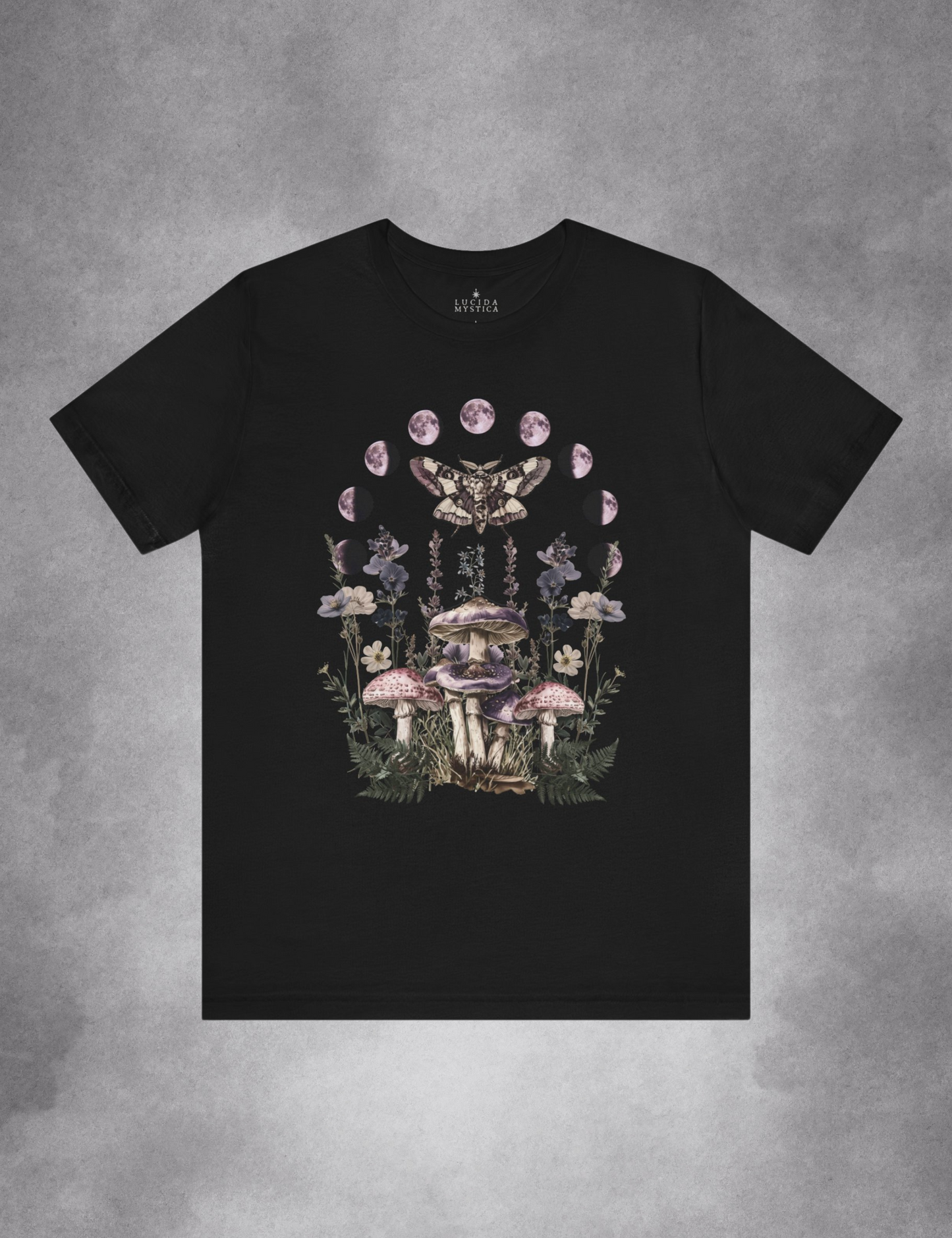 Dark Cottagecore Aesthetic Fairycore Grunge Clothing Moth Mushroom Moon Phase Plus Size Witchy Shirt