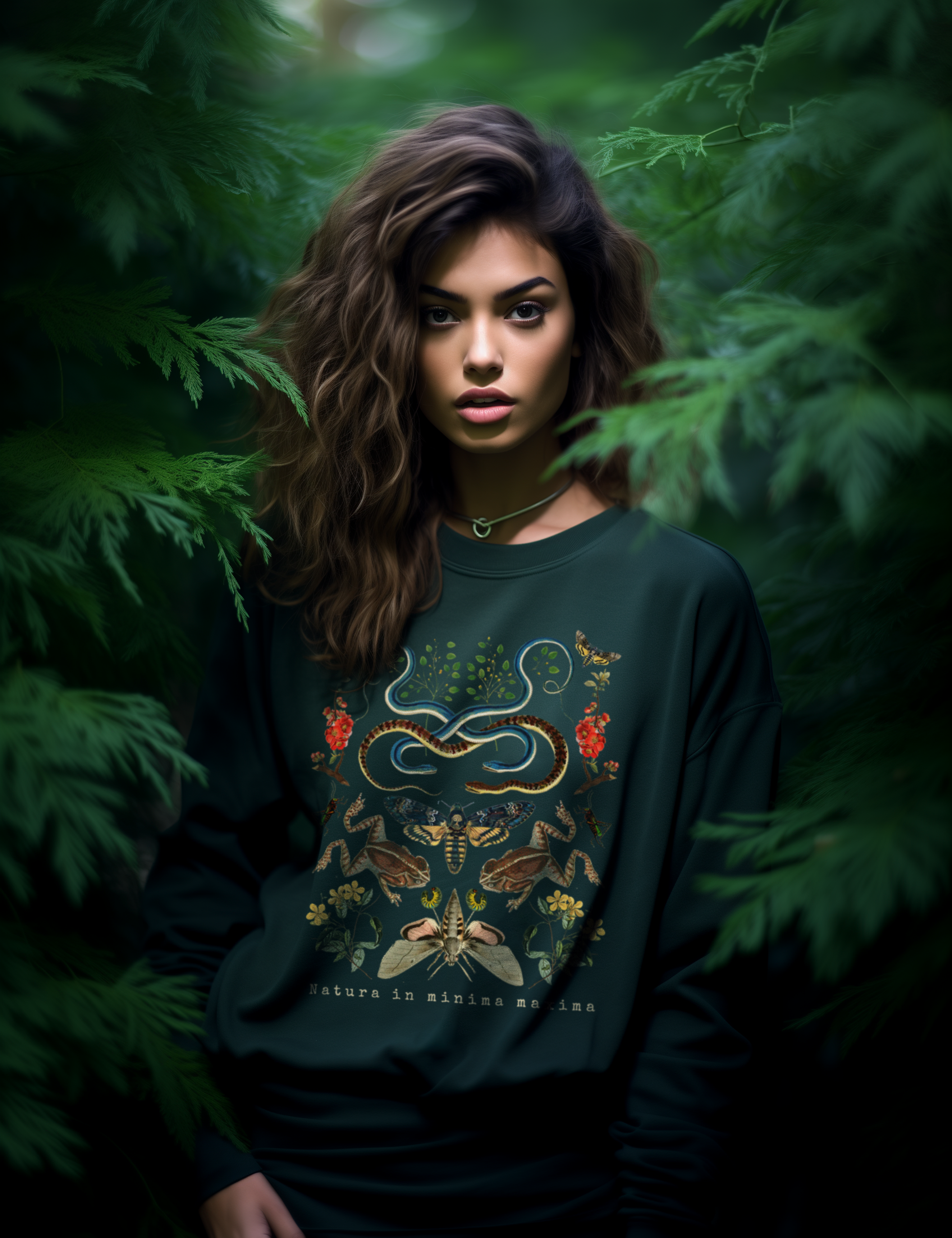 Dark Cottagecore Nature Snake Frog Moth Forest Witch Aesthetic Plus Size Green Sweatshirt