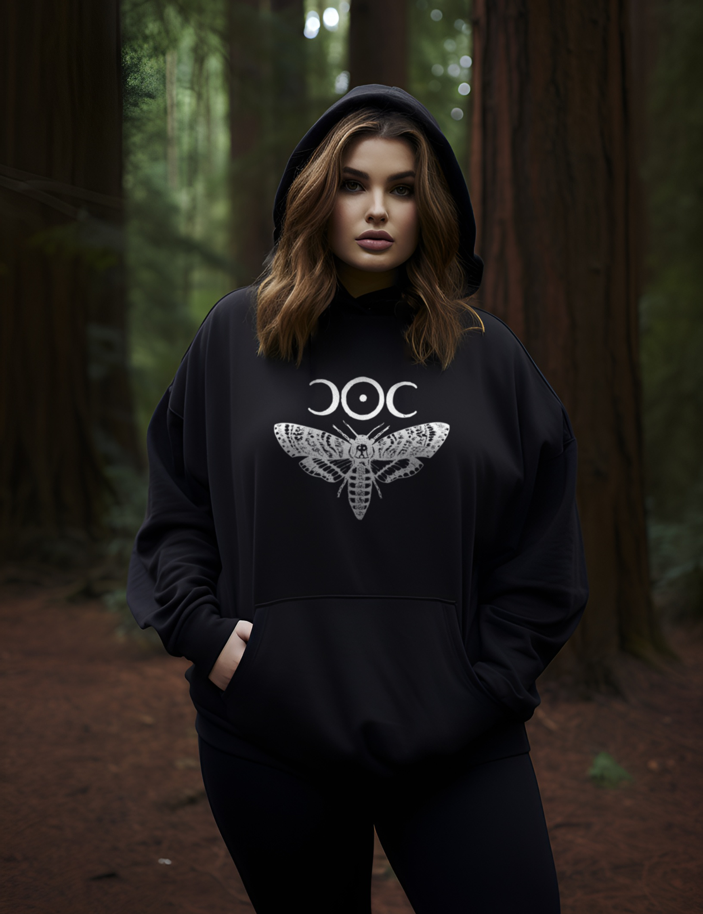 Moth Mushroom Forest Witch Plus Size Goth Witchy Esoteric Hoodie