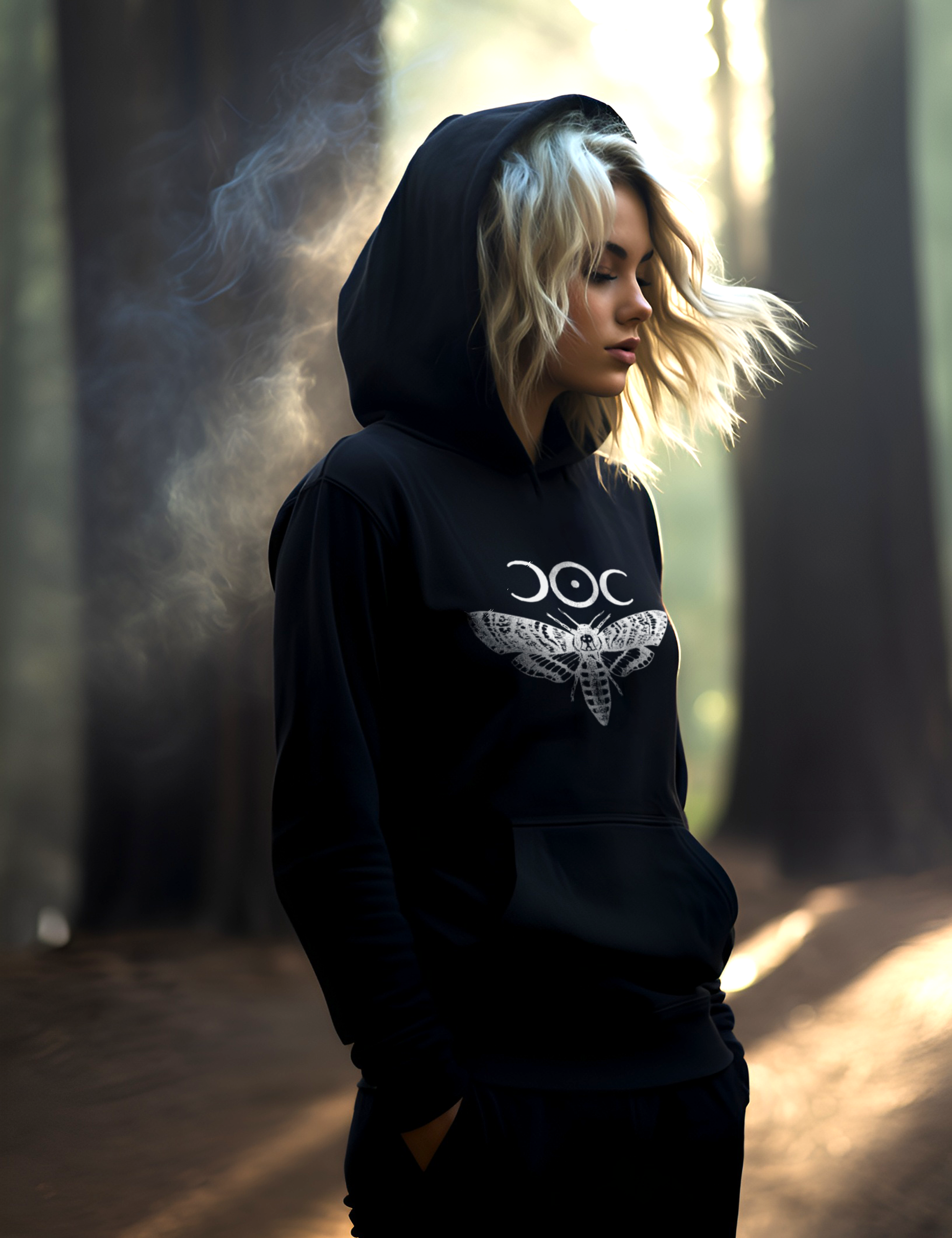 Moth Mushroom Forest Witch Plus Size Goth Witchy Esoteric Hoodie