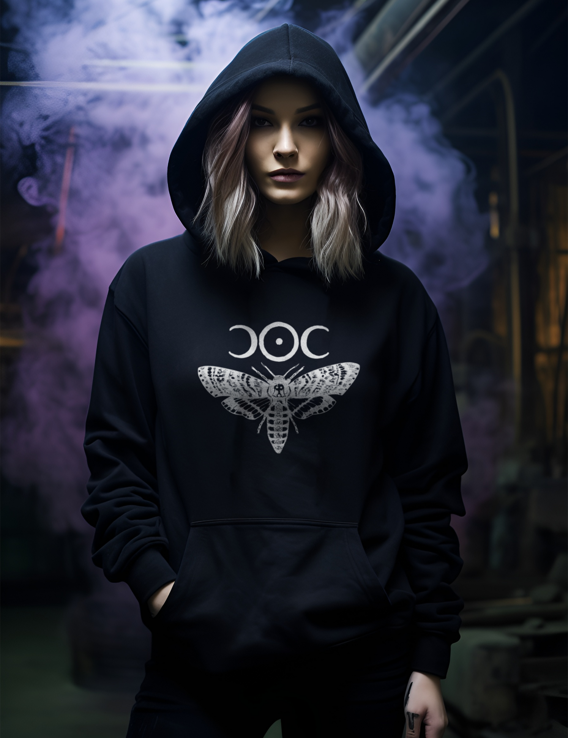 Moth Mushroom Forest Witch Plus Size Goth Witchy Esoteric Hoodie