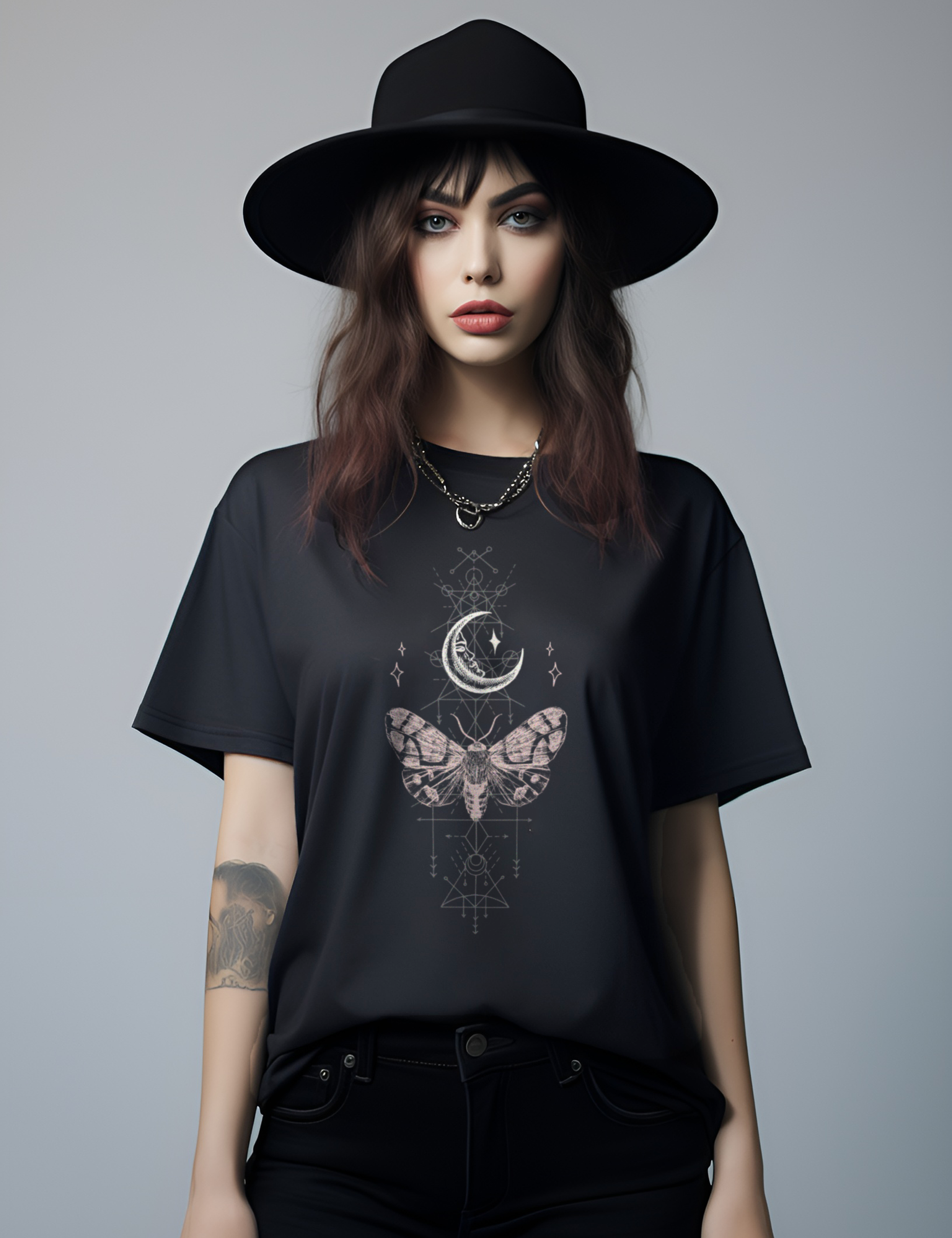 Witchy Aesthetic Moth Moon Esoteric Shirt