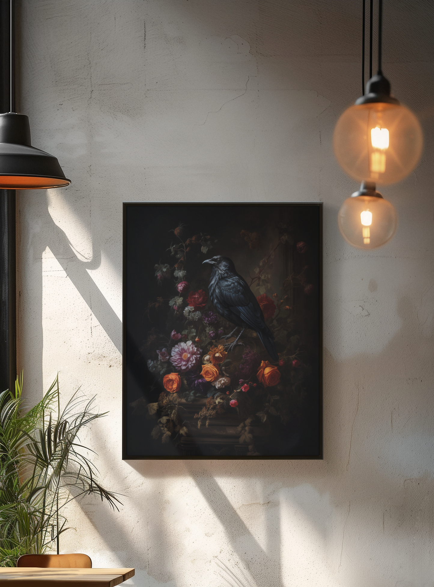 Gothic Bedroom Dark Academia Decor Raven Botanical Fine Art Print Poster