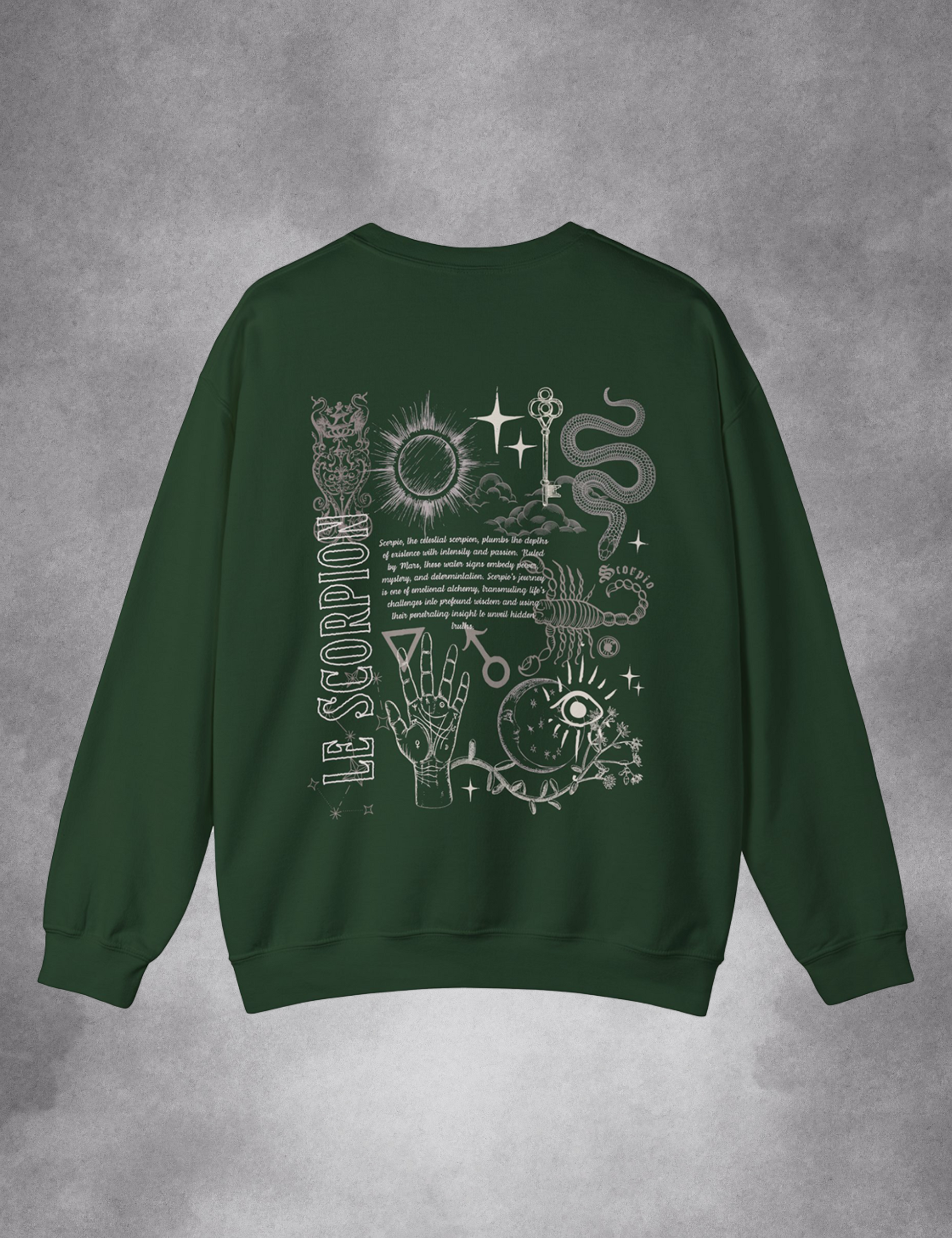 Scorpio Zodiac Sign Esoteric Astrology Occult Plus Size Goth Mystical Forest Green Sweatshirt