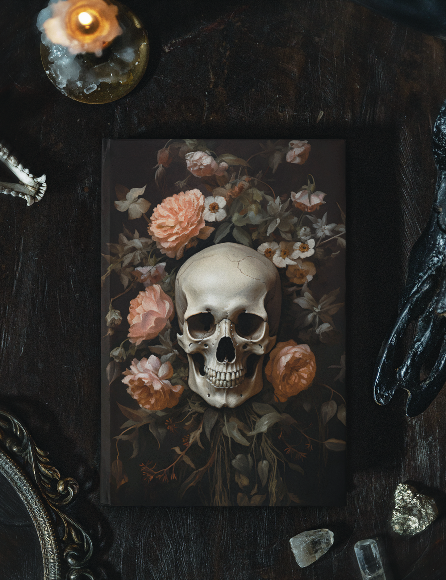 Goth Botanical Skull Hardcover Notebook