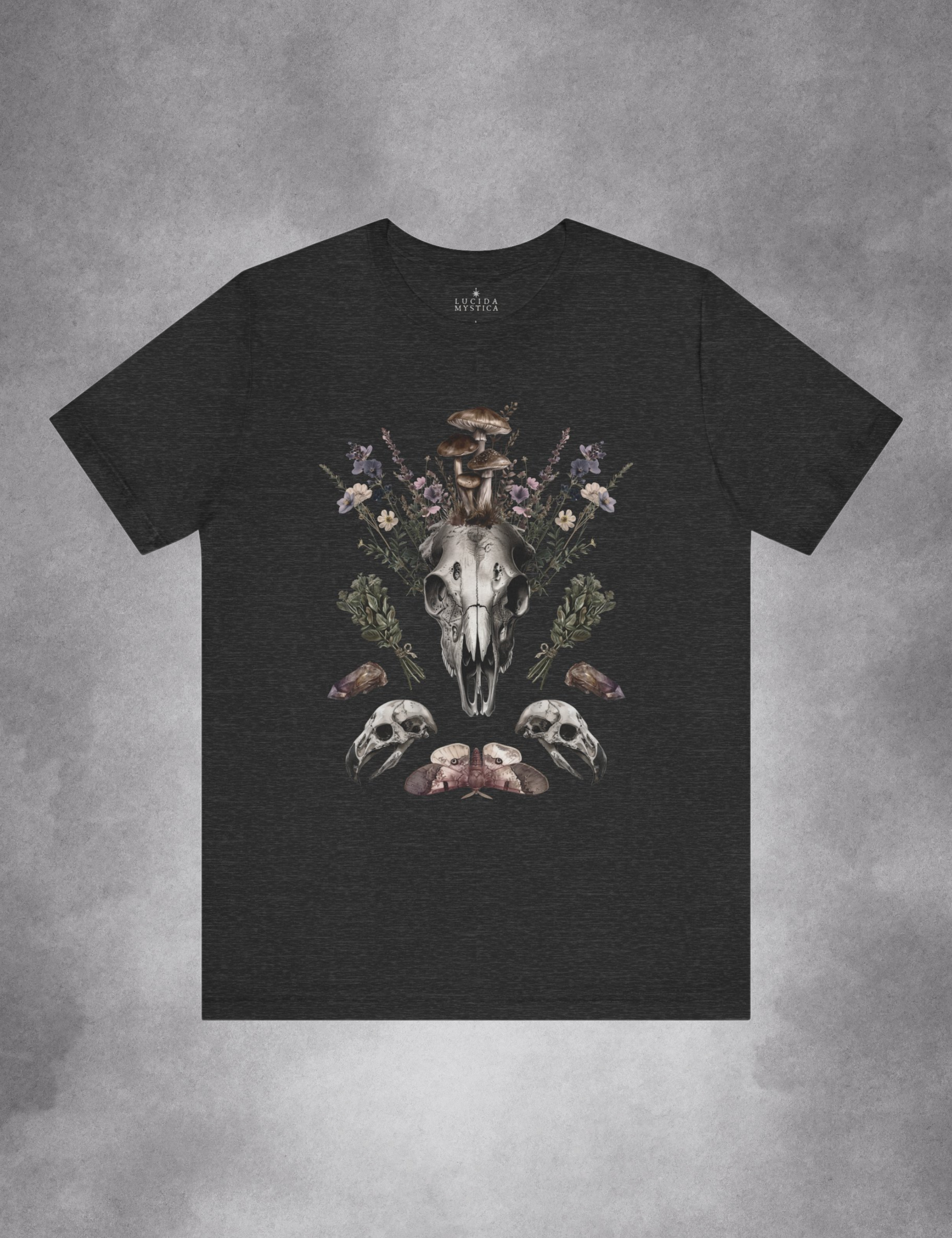 Dark Cottagecore Aesthetic Fairycore Grunge Clothing Skull Wildflowers Green Witch Plus Size Shirt