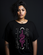 Snake Rose Moon Phase Witchcraft Moon Plus Size Goth Shirt