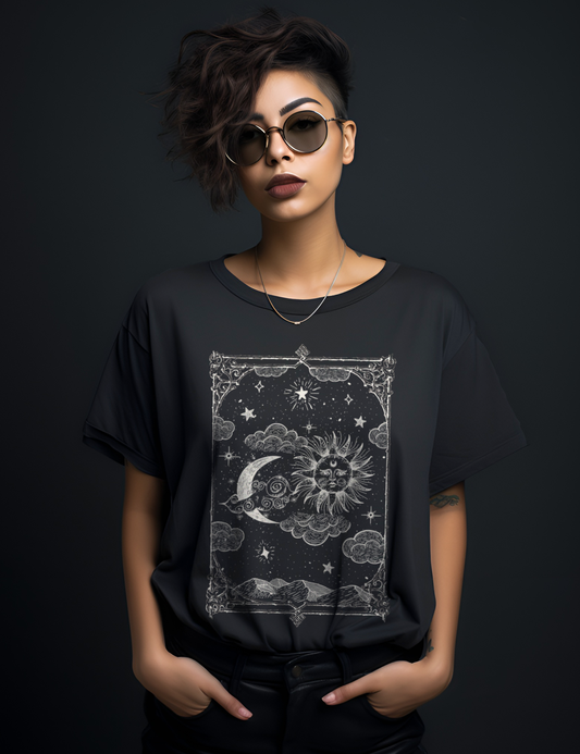 Witchy Aesthetic Plus Size Clothing Sun and Moon Tarot Shirt