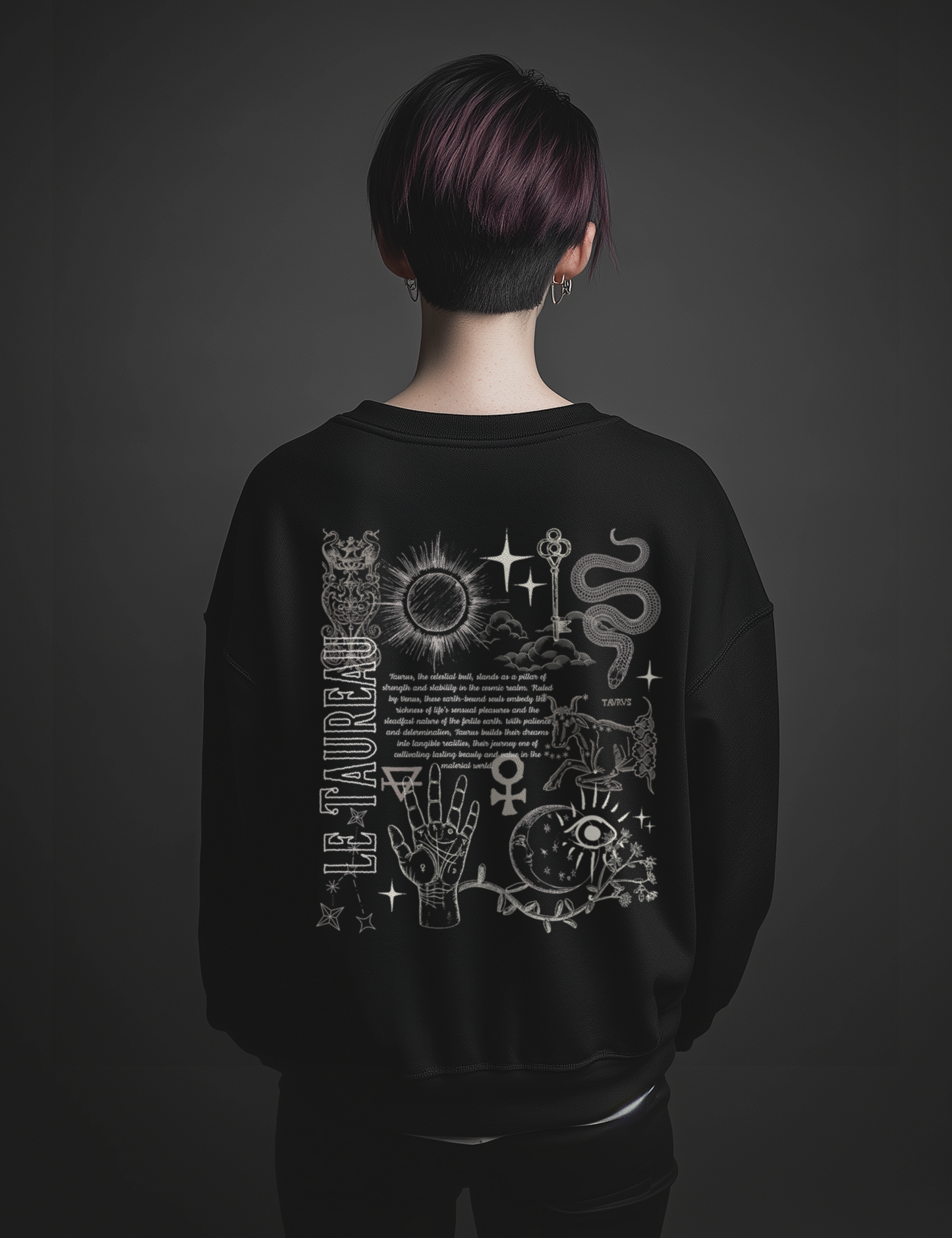 Taurus Zodiac Sign Esoteric Astrology Occult Plus Size Goth Sweatshirt