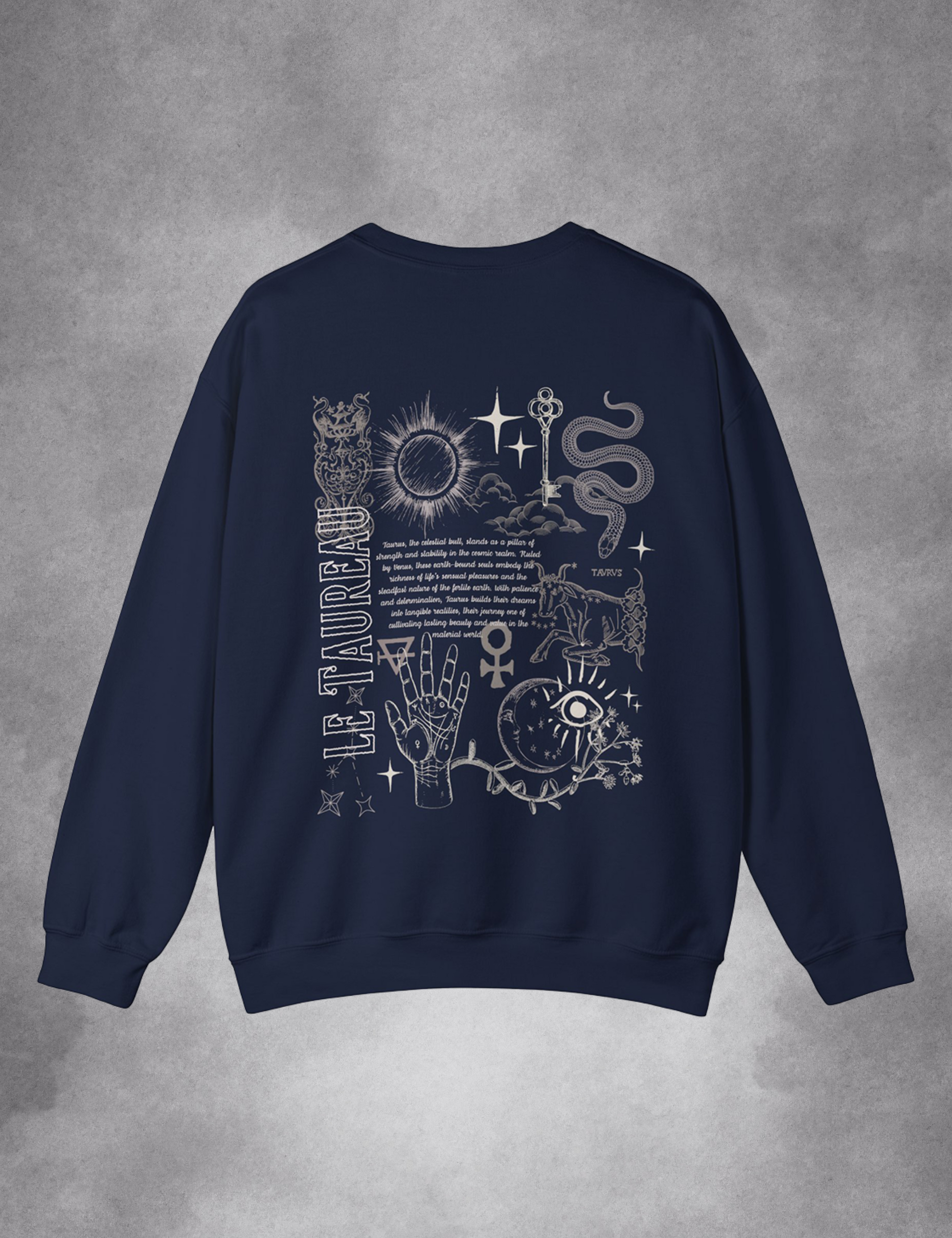 Taurus Zodiac Sign Esoteric Astrology Occult Plus Size Goth Navy Blue Sweatshirt