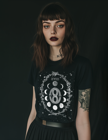 The Moon Tarot Card Plus Size Witchy Celestial Whimsigoth Mystical Clothing Shirt