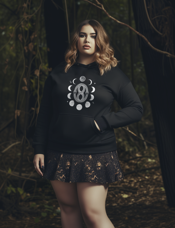 The Moon Tarot Card Whimsigoth Snake Moon Phase Plus Size Goth Occult Witchy Hoodie