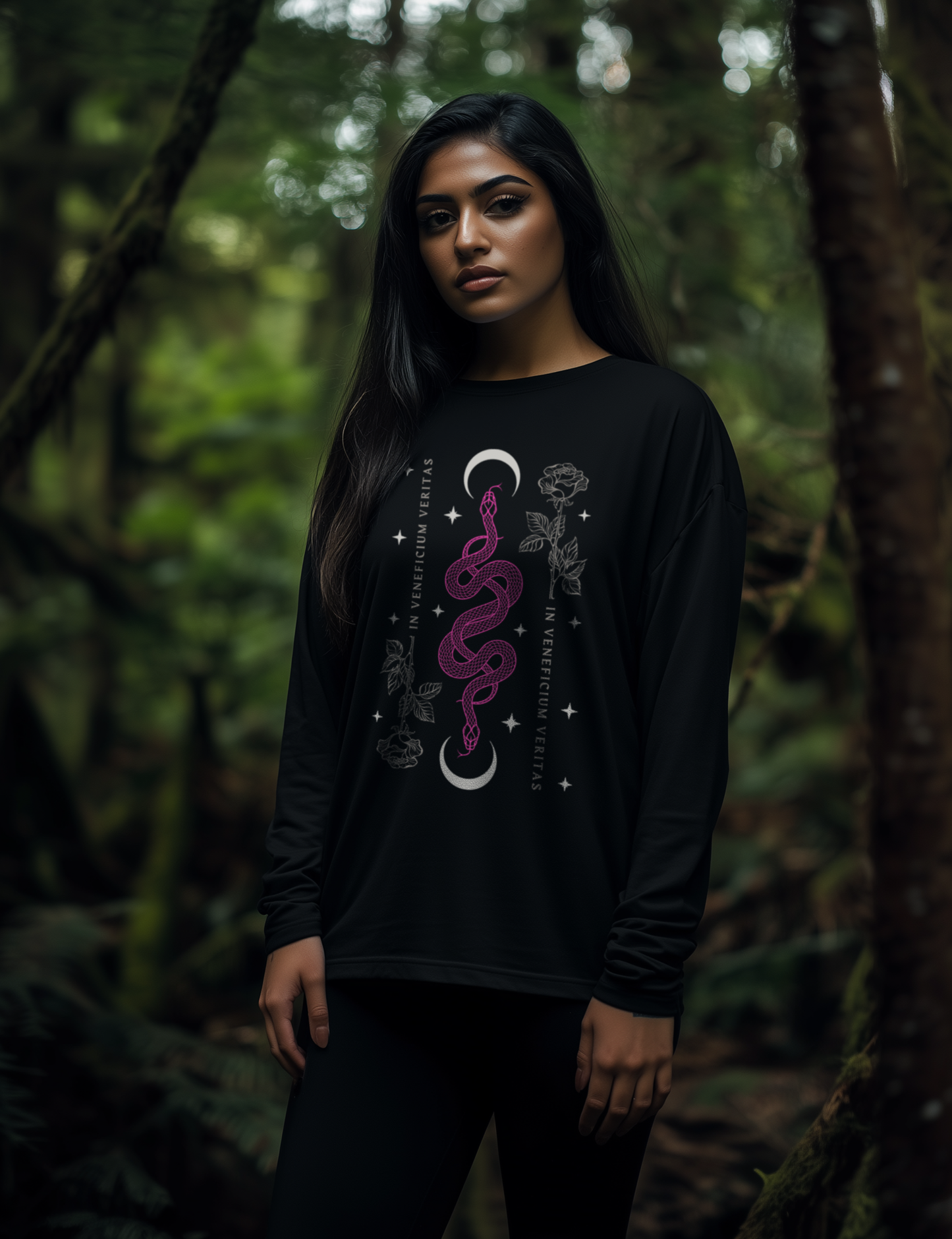 Snake Roses Witchy Plus Size Clothing Long Sleeve Shirt