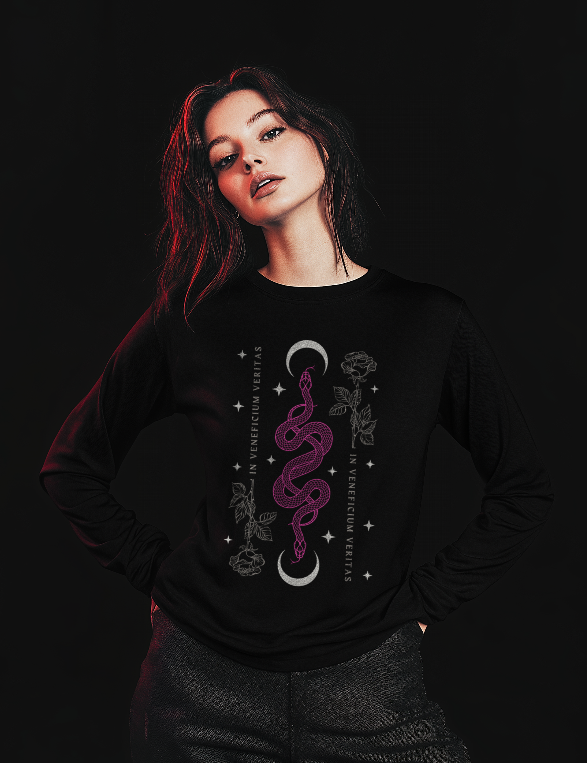 Snake Roses Witchy Plus Size Clothing Long Sleeve Shirt