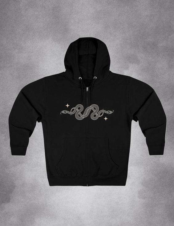 Witchy Goth Moth Crystals Edgy Zip Up Hoodie
