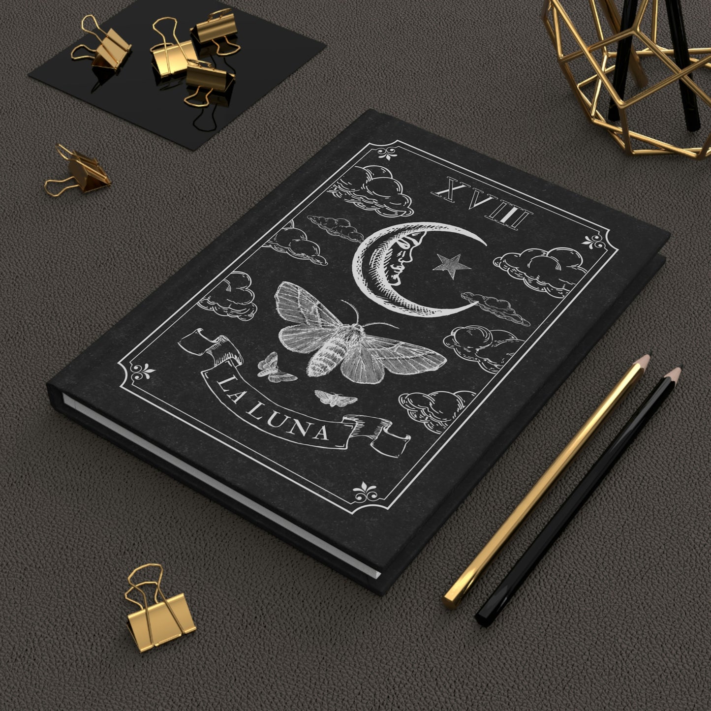 The Moon Tarot Card Witchy Hardcover Notebook
