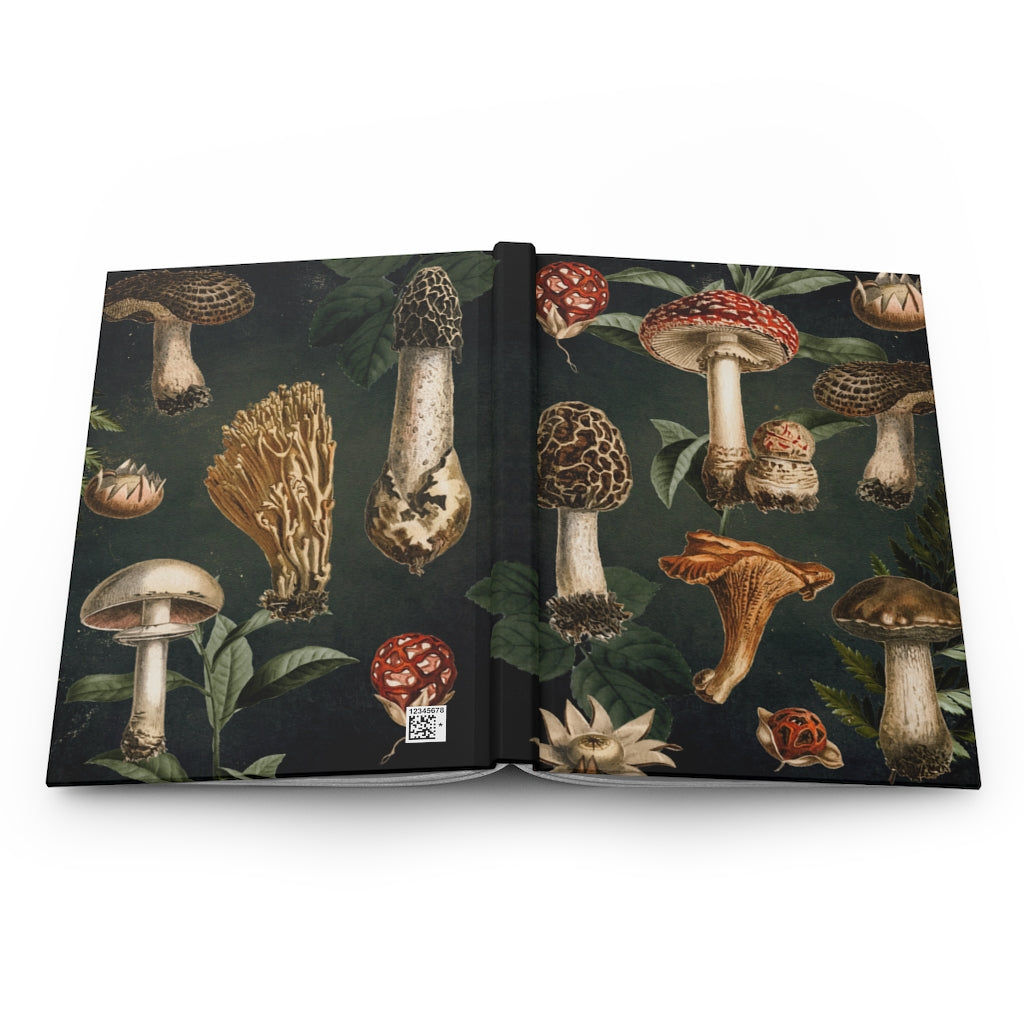 Dark Cottagecore Vintage Mushrooms Hardcover Notebook