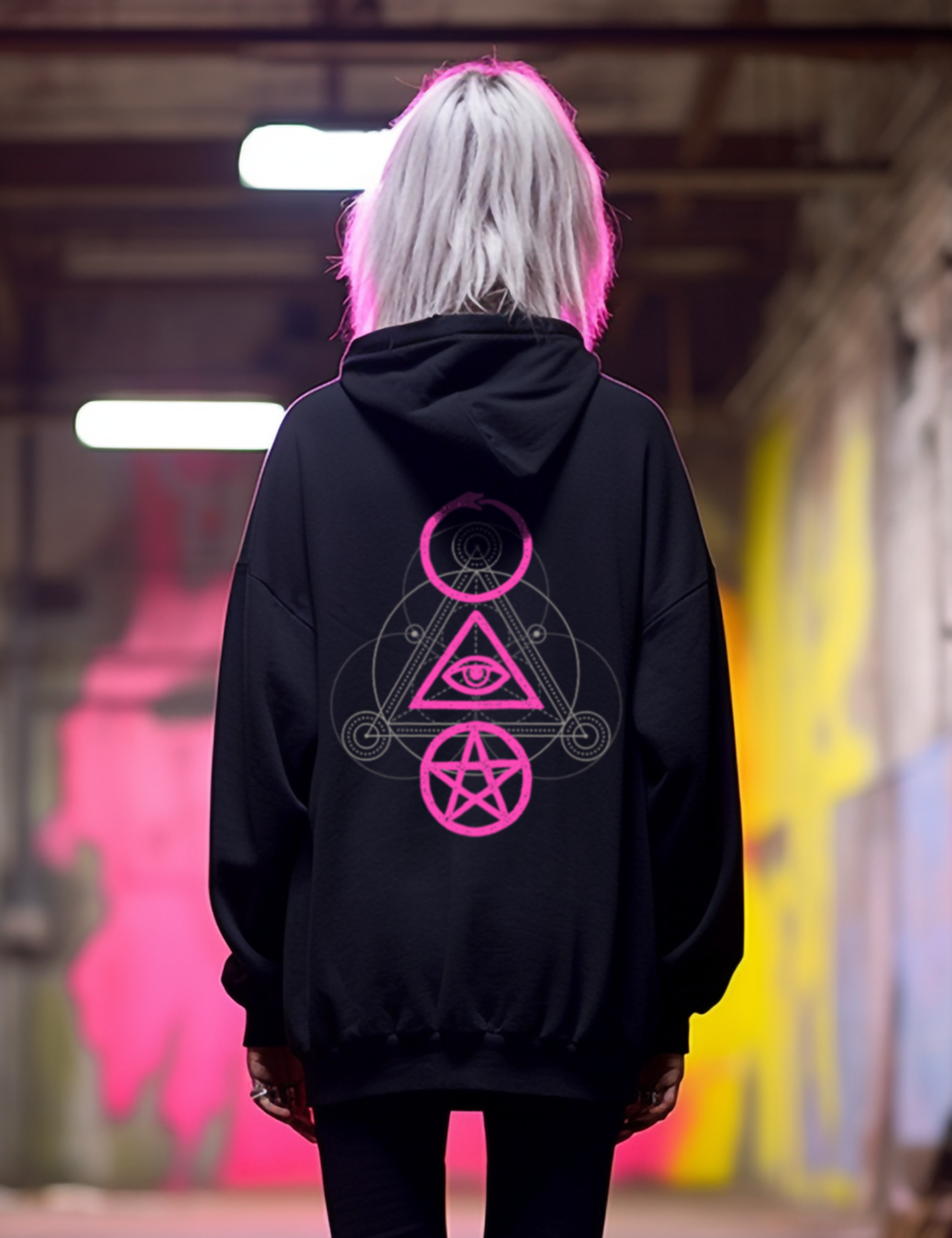Occult Symbols Ouroboros Evil Eye Witchy Plus Size Goth Alt Clothing Hoodie