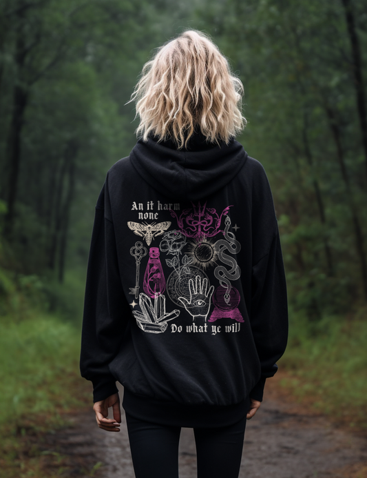 Witchcraft Crystals Moth Snake Witchy Plus Size Goth Alt Clothing Hoodie
