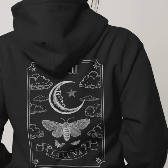 The Moon Tarot Card Witchy Aesthetic Goth Zip Up Hoodie