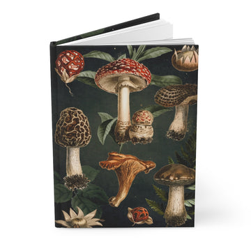 Dark Cottagecore Vintage Mushrooms Hardcover Notebook