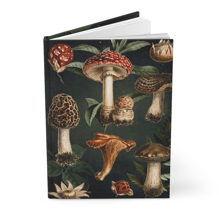 Dark Cottagecore Vintage Mushrooms Hardcover Notebook