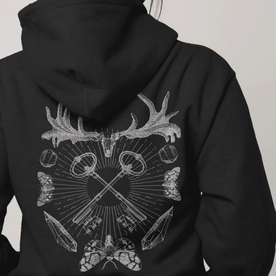 Mystical Antler Witchy Art Esoteric Occult Alchemy Zip Up Hoodie
