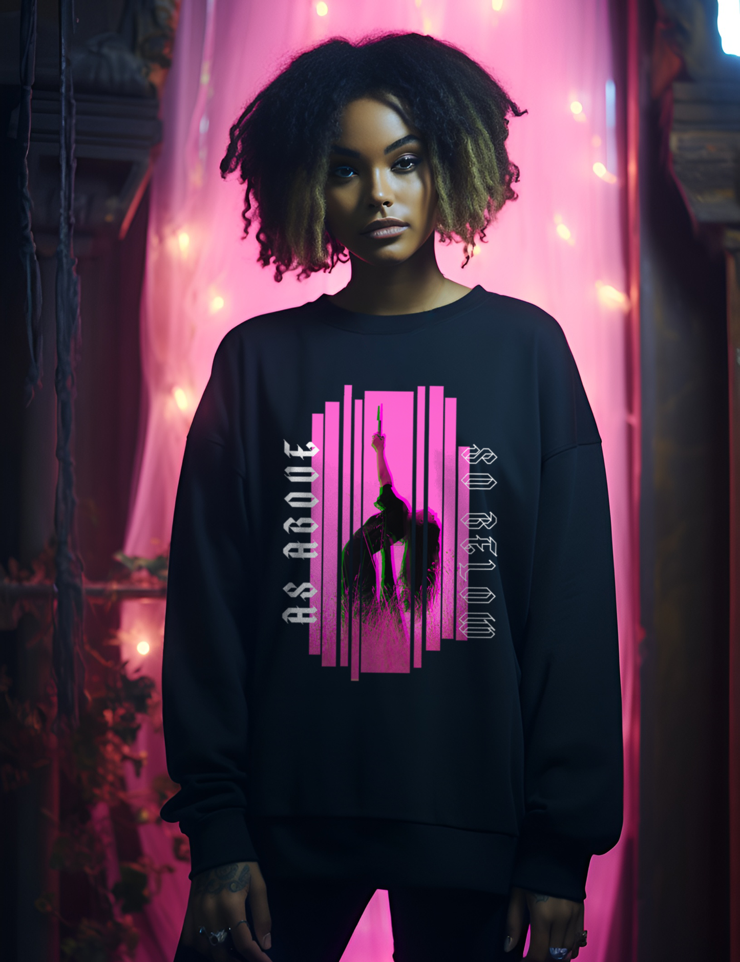 As Above So Below Glitch Witchy Plus Size Goth Edgy Occult Clothing Sweatshirt