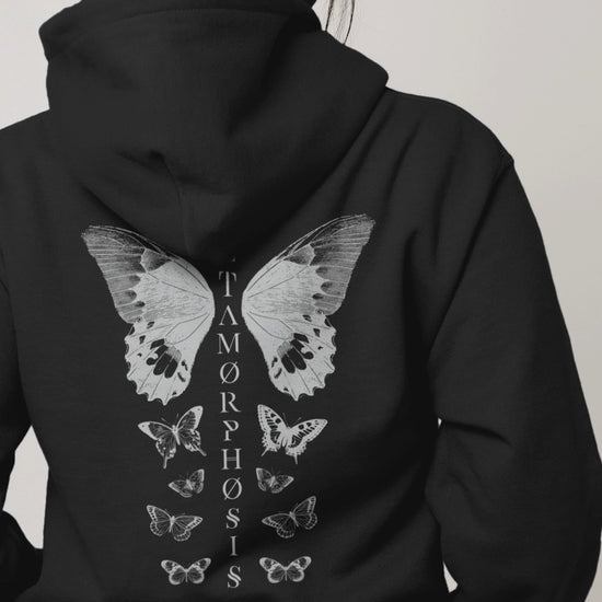 Witchy Aesthetic Goth Butterfly Metamorphosis Zip Up Hoodie
