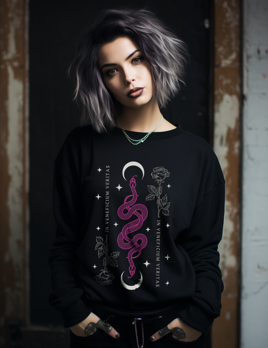 Edgy Witchy Mystical Snake Rose Plus Size Goth Clothing Sweatshirt
