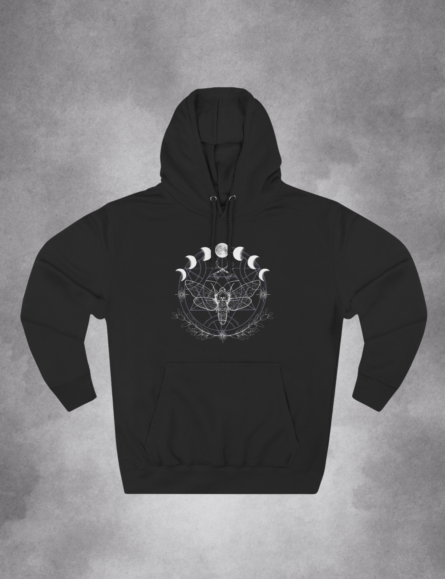 Moth Moon Phase Witchy Plus Size Occult Hoodie