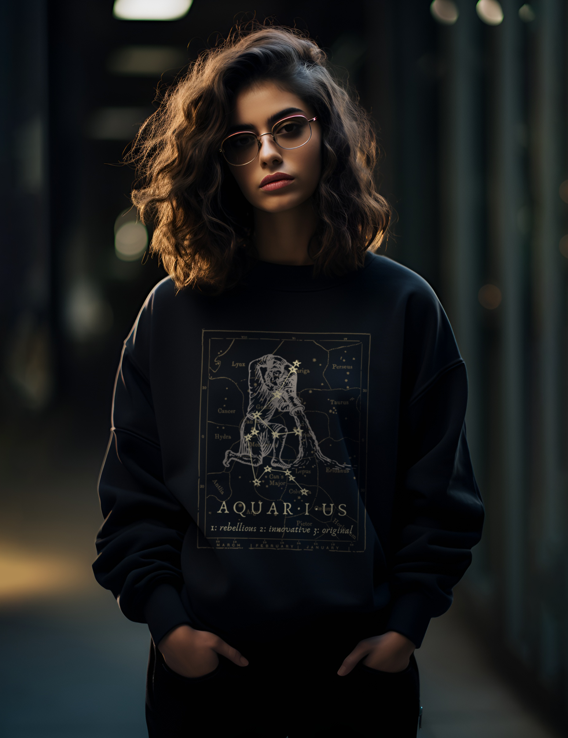 Mens Womens Dark Academia Aesthetic Outfits Aquarius Zodiac Sweatshirt