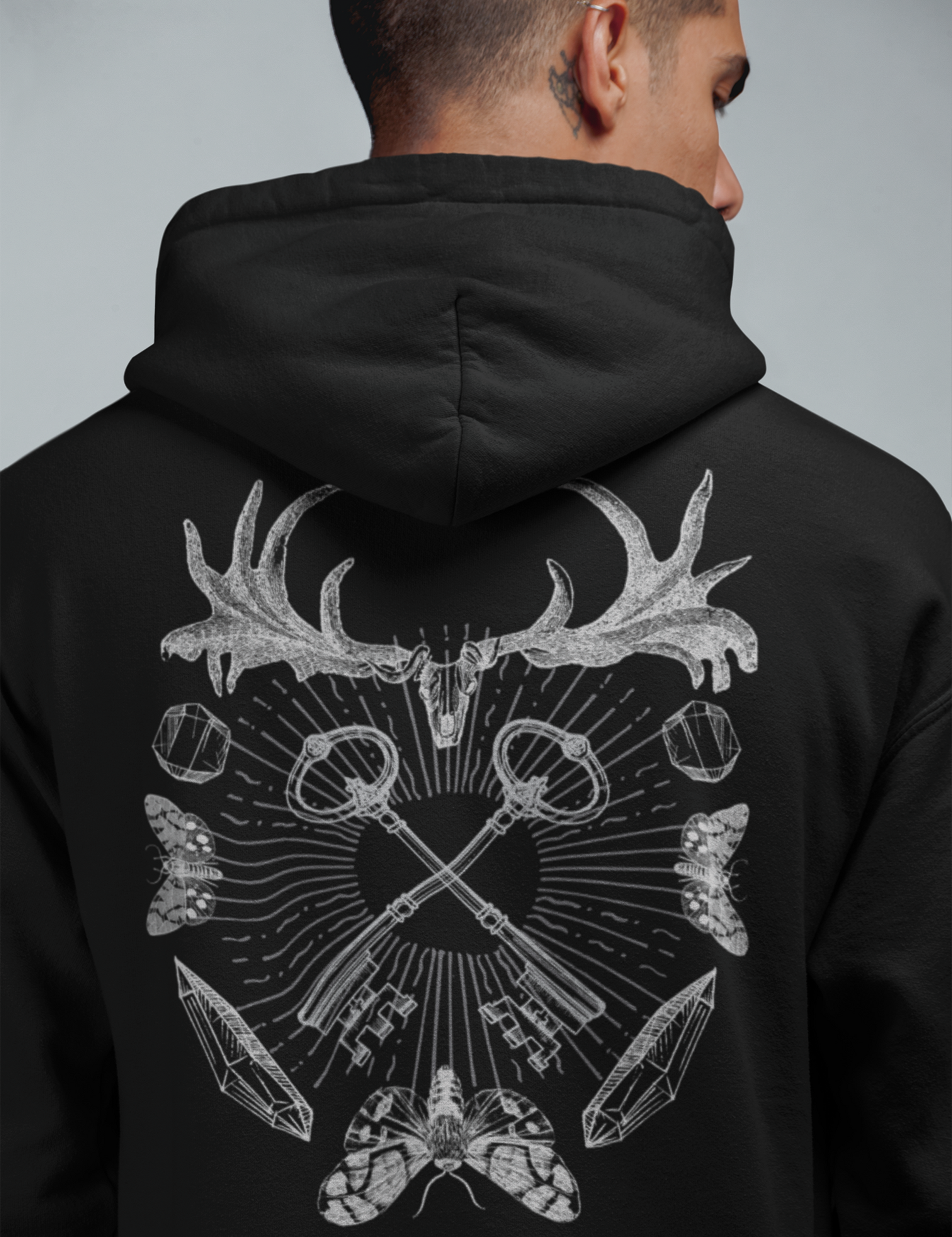Mystical Antler Witchy Art Esoteric Occult Alchemy Zip Up Hoodie
