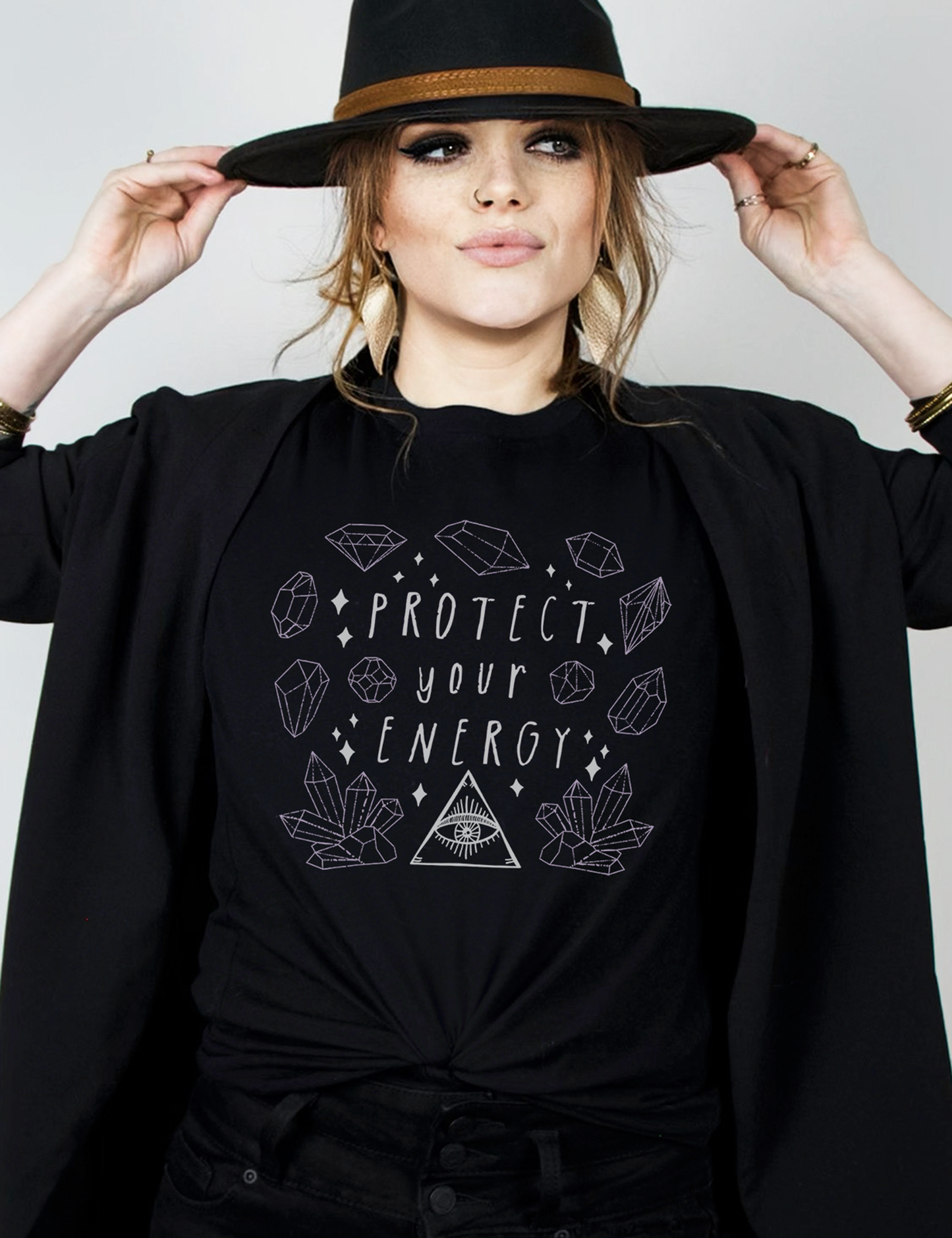 Witchy Plus Size Clothing Crystals Protect Your Energy Shirt