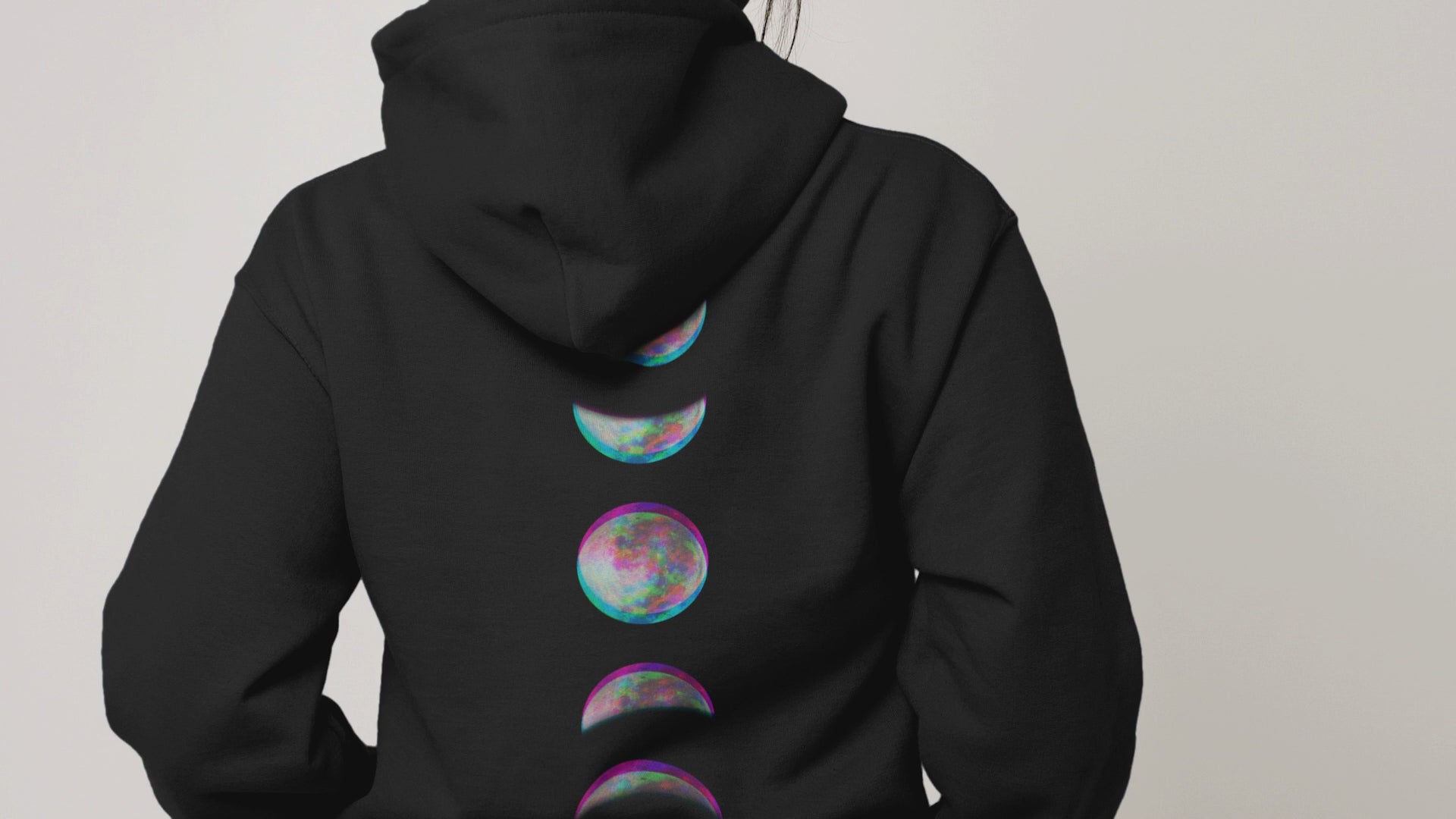 Witchy Aesthetic Plus Size Clothing Glitch Moon Phase Zip Up Hoodie