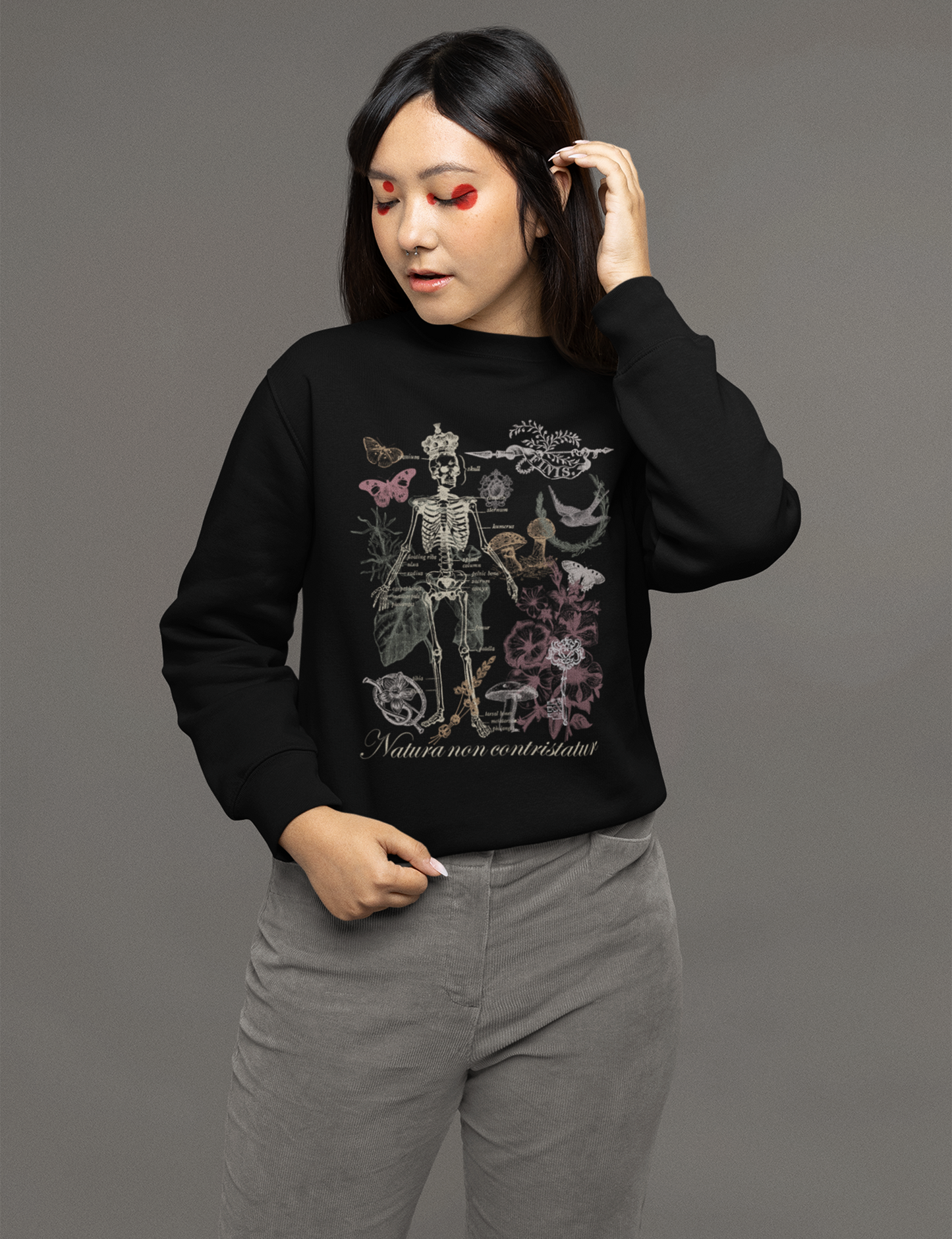 Grunge Dark Academia Skeleton Collage Sweatshirt