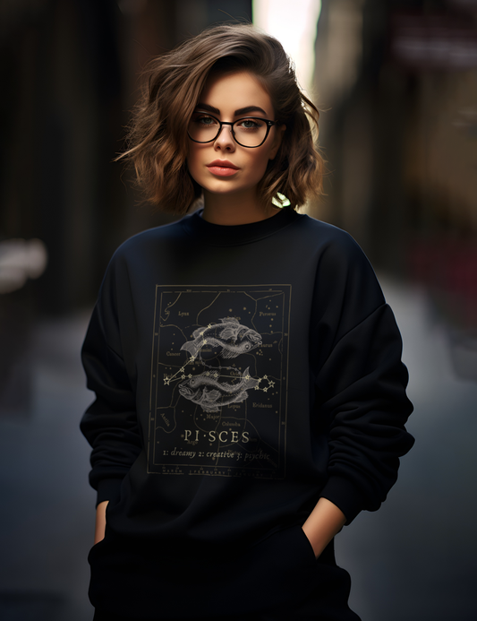 Mens Womens Dark Academia Aesthetic Outfits Pisces Zodiac Sweatshirt