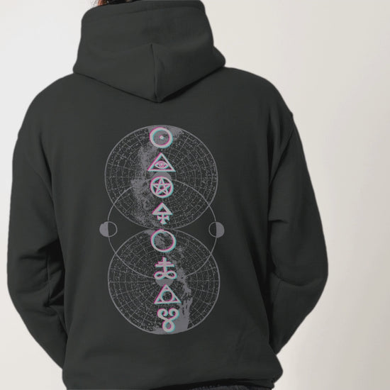 Goth Glitch Occult Symbols Plus Size Witchy Aesthetic Zip Up Hoodie