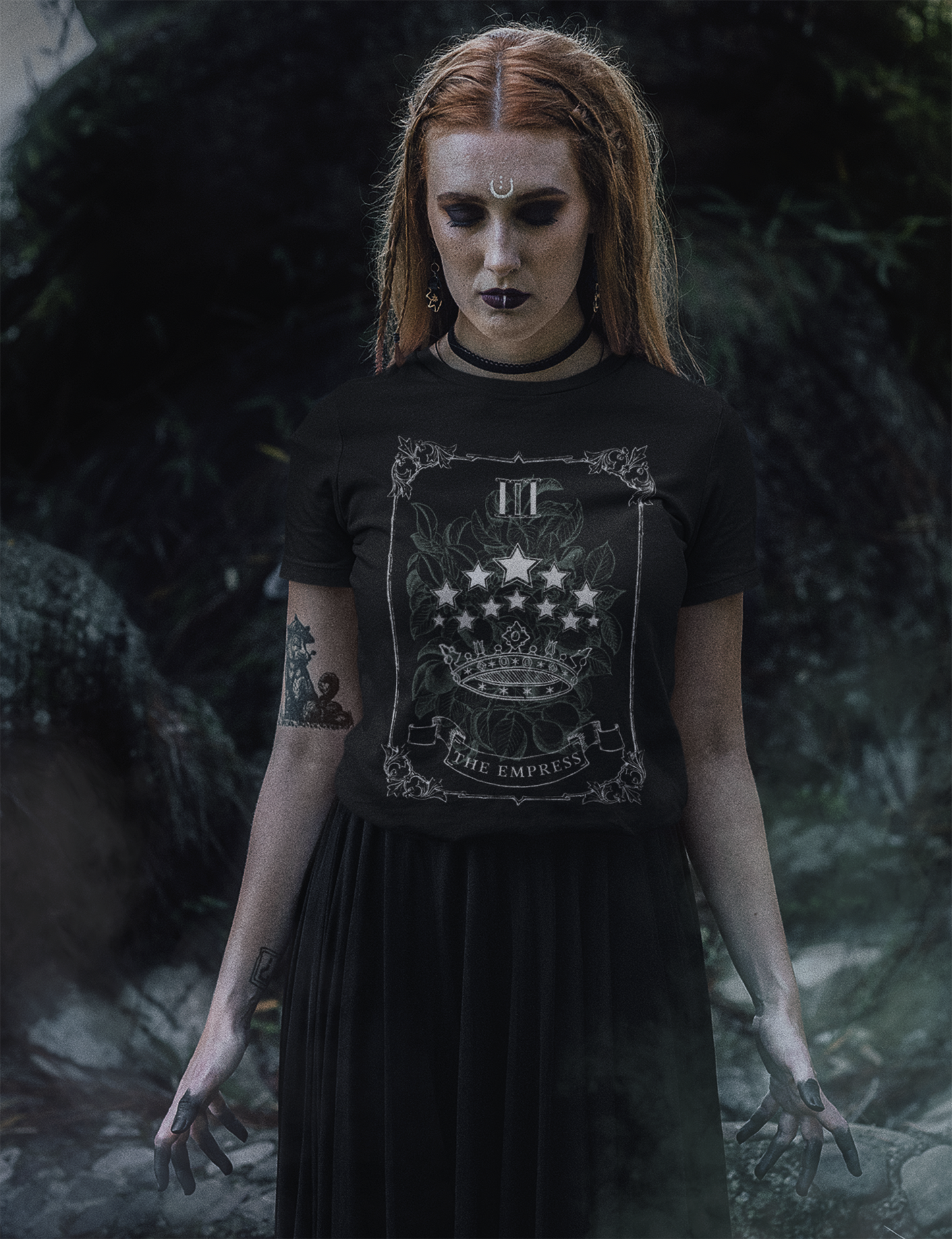 The Empress Tarot Card Moth Witchy Aesthetic Plus Size Goth Shirt